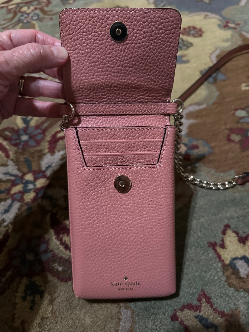 kate spade Madison Dusty Rose Pebbled Leather Cell Phone Crossbody with COA - Picture 4 of 14